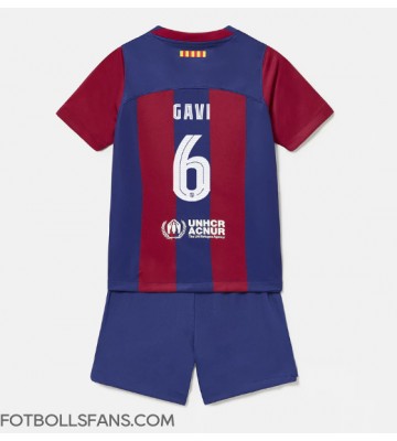 Barcelona Paez Gavi #6 Replika Hemmatröja Barn 2023-24 Kortärmad (+ Korta byxor)